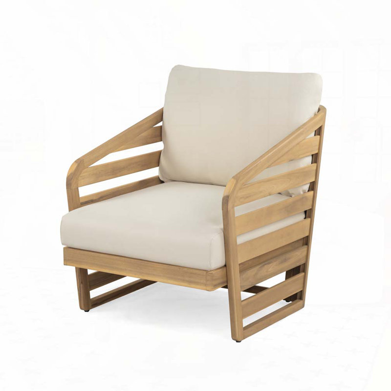 Fauteuil club d'extérieur en bois d'acacia
