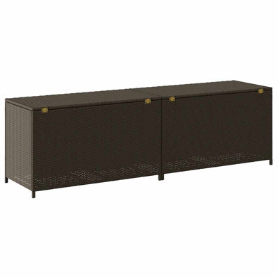 vidaXL Storage Chest Brown Poly Rattan and Powder-Coated Steel