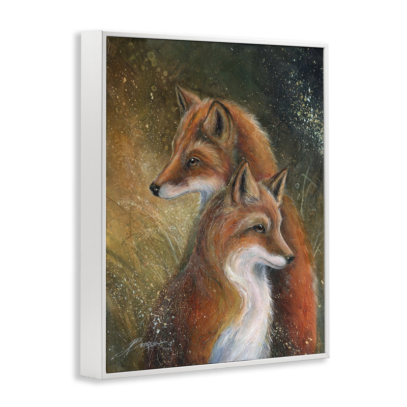 Portrait de paire de renards, estampe numérique, design par Jody Bergsma, H 14 po x l 11 po
