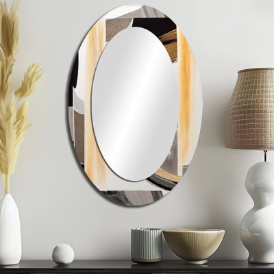 Glam Art Deco Abstract III - Modern Oval Wall Mirror