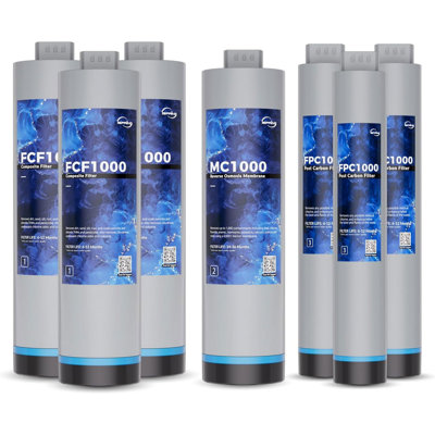 iSpring RO1000 Full Replacement Set, Includes 3x FCF1000,1x MC1000 RO Membrane, 3x FPC1000, Lasts 2.5-3 Years Based on Use & Water Quality, Fits RO1000-BN/RO1000-ORB Tankless RO Systems
