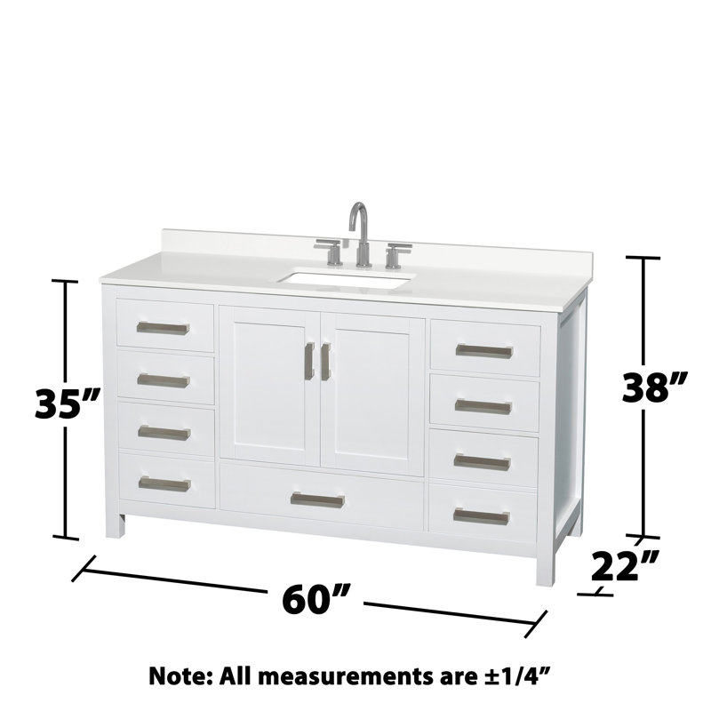 Sheffield 60" Freestanding Single Bathroom Vanity with Quartz Top with Medicine Cabinet, Chrome, White, White Quartz