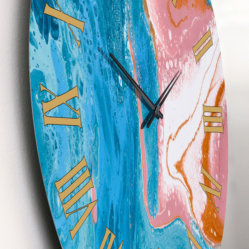 Horloge murale moderne turquoise et marbre I, Petit