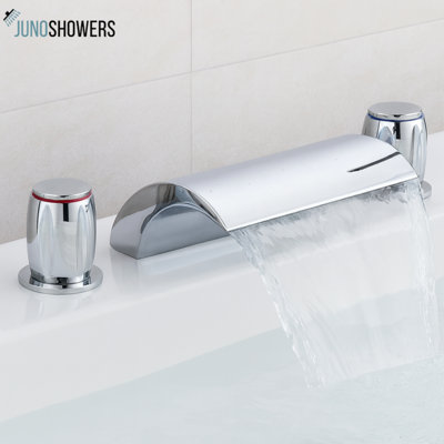 Juno Double Handle Chrome Waterfall Sink & Bathtub Faucet