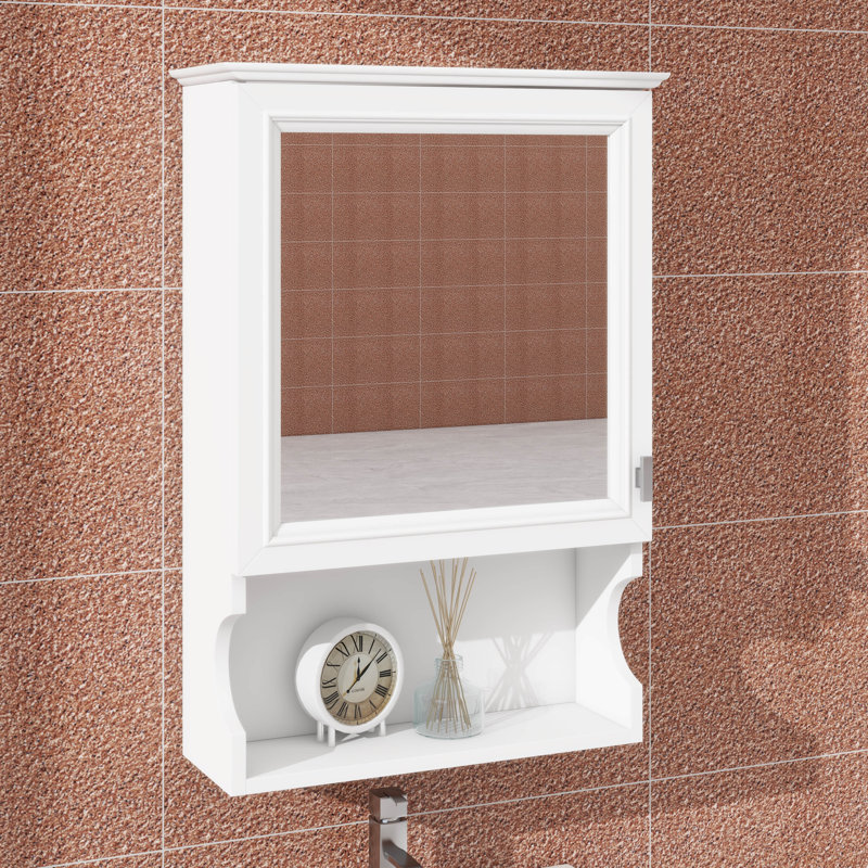 Armoire de rangement de salle de bain murale 20 "avec miroir et tablette intérieure réglable, Blanc