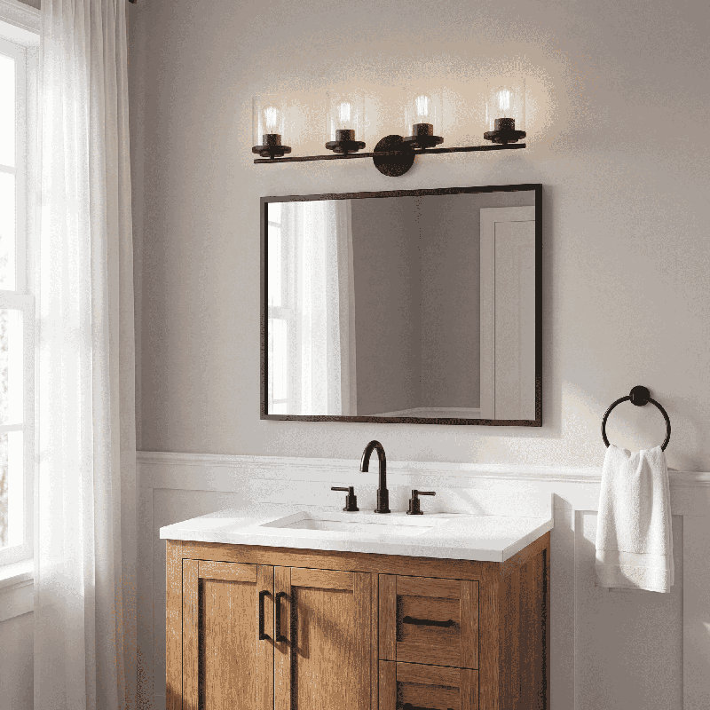 Parkgate 4-Light Dimmable Vanity Light in Matte Black, Matte Black