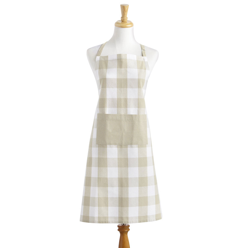 Skookum Plaid Cotton Bib Apron, Tan