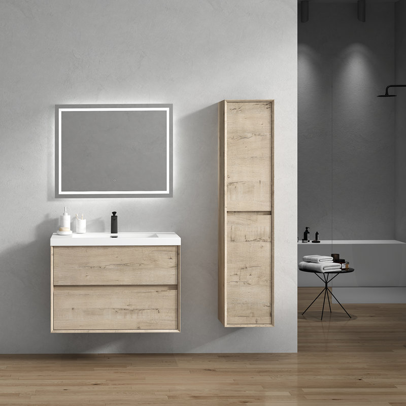 Ensemble de meuble-lavabo simple 35 po Seavy, Chêne blanc clair