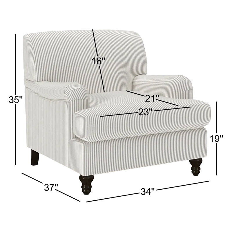 Walters Tight Back Chair, Cruise Gray Striped