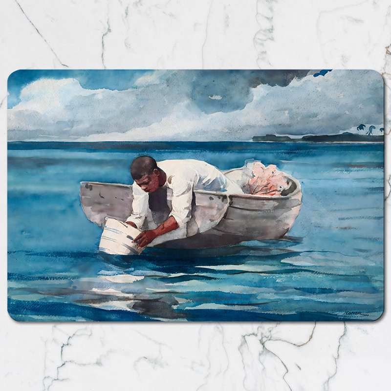 Blue Ocean Painting Of A Man In A Boat Placemat And Coaster Set