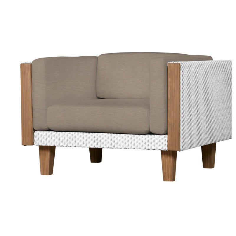 Catalina Outdoor Teak Lounge Chair, White, Demo Skyway