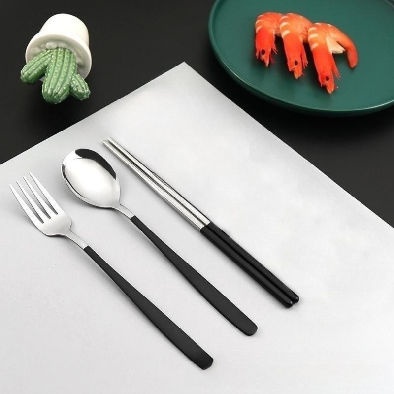 Ebern Designs Groetzner Stainless Steel Flatware Set, Black