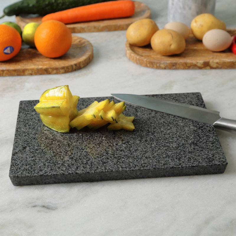 Natural Marble Cutting Board, 12 x 8 in Stone Prep & Serving Board, Sesame Black