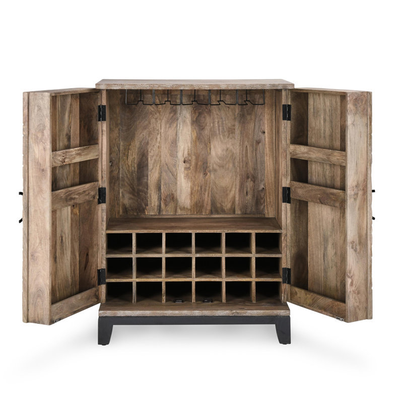 Viva Solid Wood Bar, Iron/Beige/Black