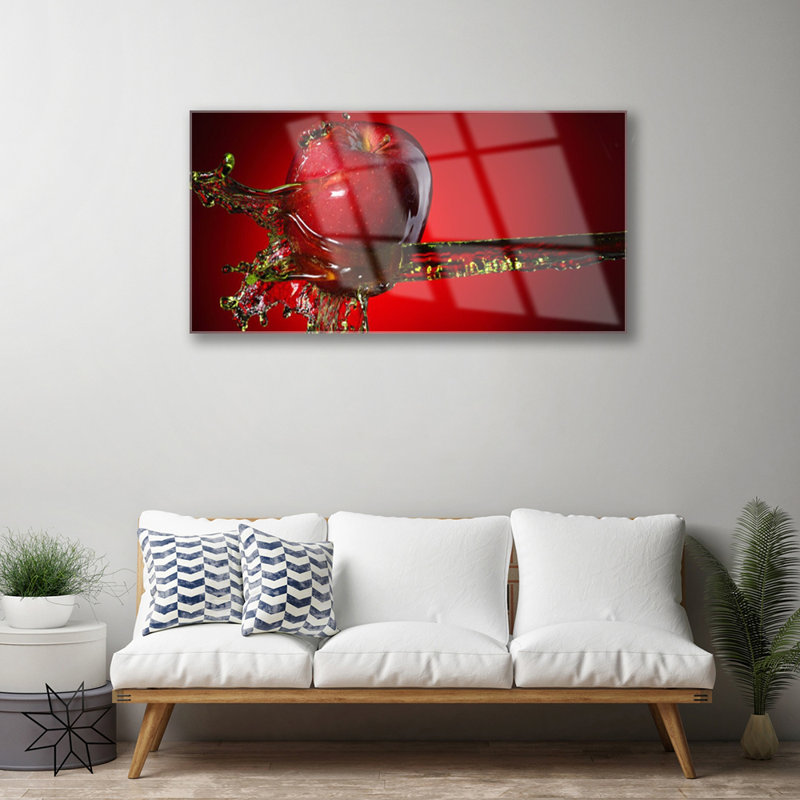 Kitchen Apple Water 1 Piece Wall Art on Glass