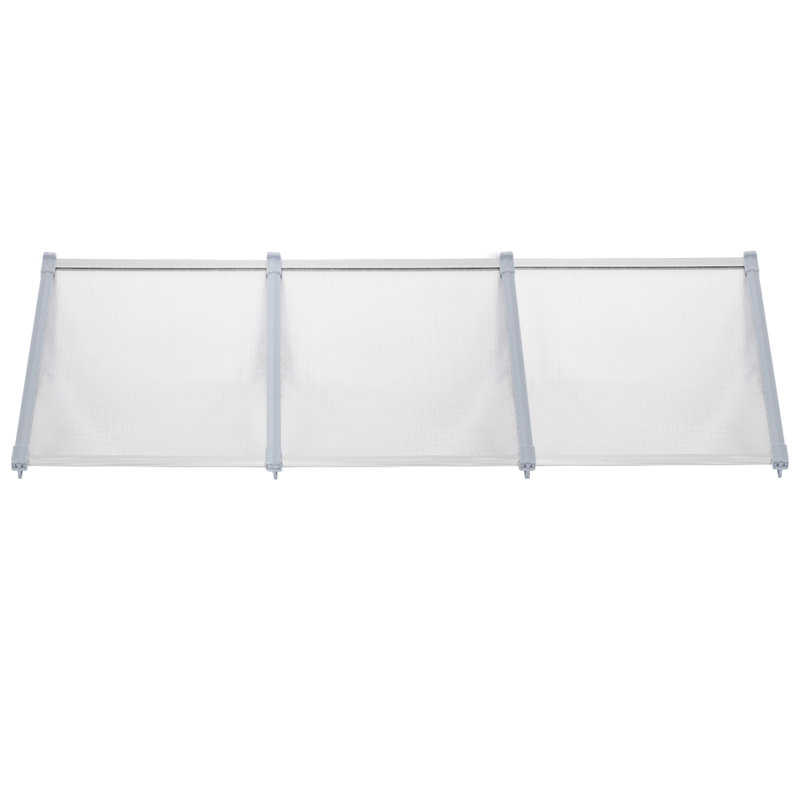 Dakota Fields 270 cm W x 90 cm D Plastic Retractable Door / Window Awning, Clear/Silver