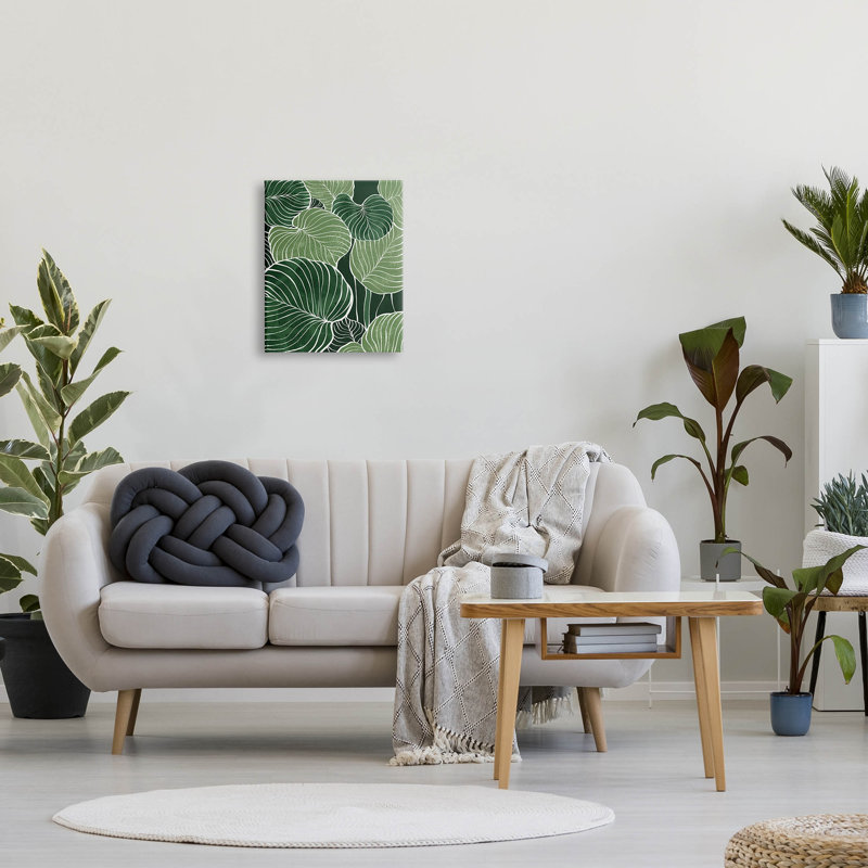 "Layered Green Leaf", art mural sur toile par Ziwei Li, L 16 po x H 20 po, Toile tendue