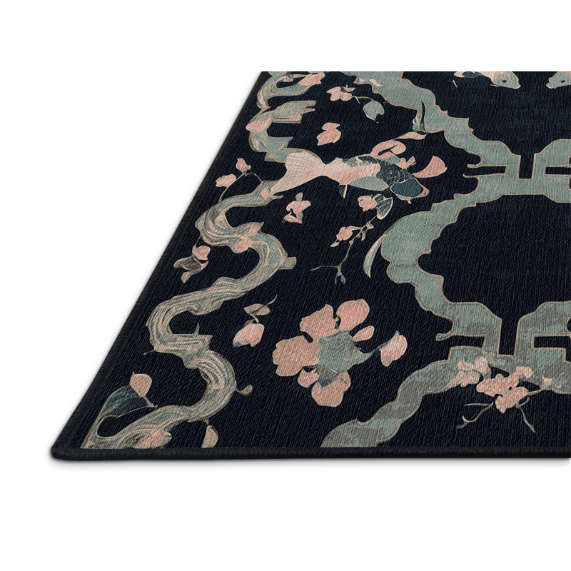 Machine Washable Gray Area Rug, Round 6'