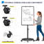 Tableau blanc magnétique autoportant 36 po x 24 po avec crochets pour tableau à feuilles, réglable en hauteur-120885063
