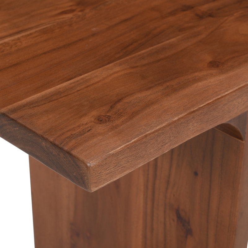 Table d'appoint moderne en bois massif Gundars, Marron foncé