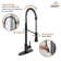 Spring Pull Down Sprayer Kitchen Faucet with Dual-Function Spray Head and Deck Plate