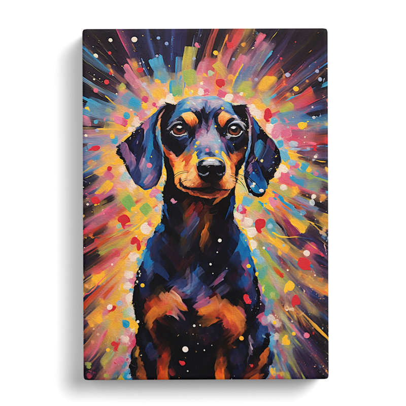 Dachshund Impressionism - Wrapped Canvas, 76cm H x 50cm W x 3cm D