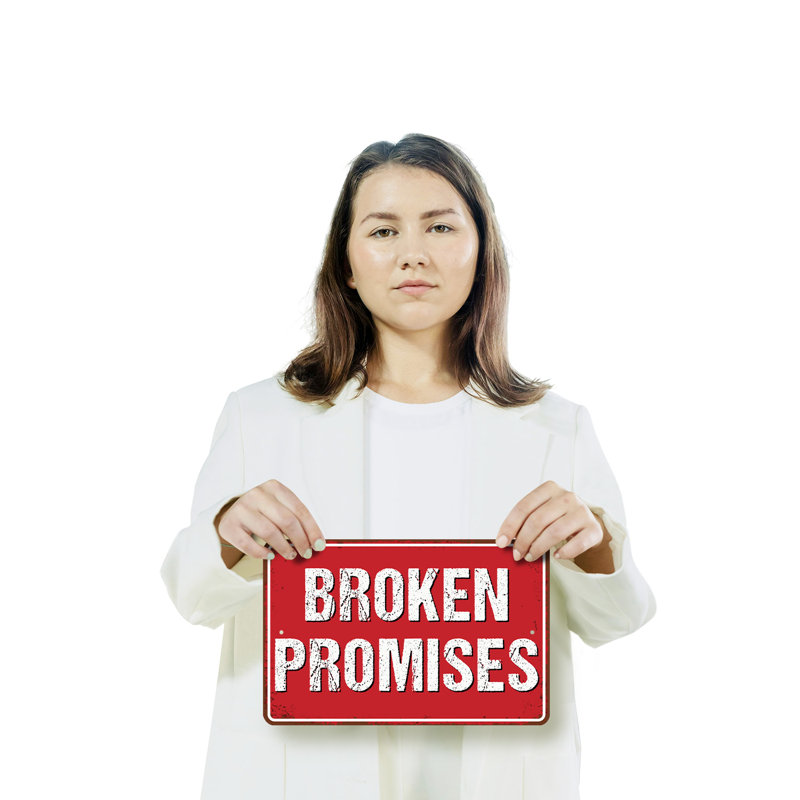 Broken Promises (2 Pack) 8 Inch x 12 Inch Plastic Sign