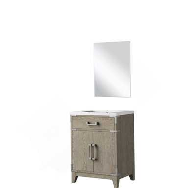 Meuble-lavabo simple 18 po P, comptoir en acrylique et Miroir