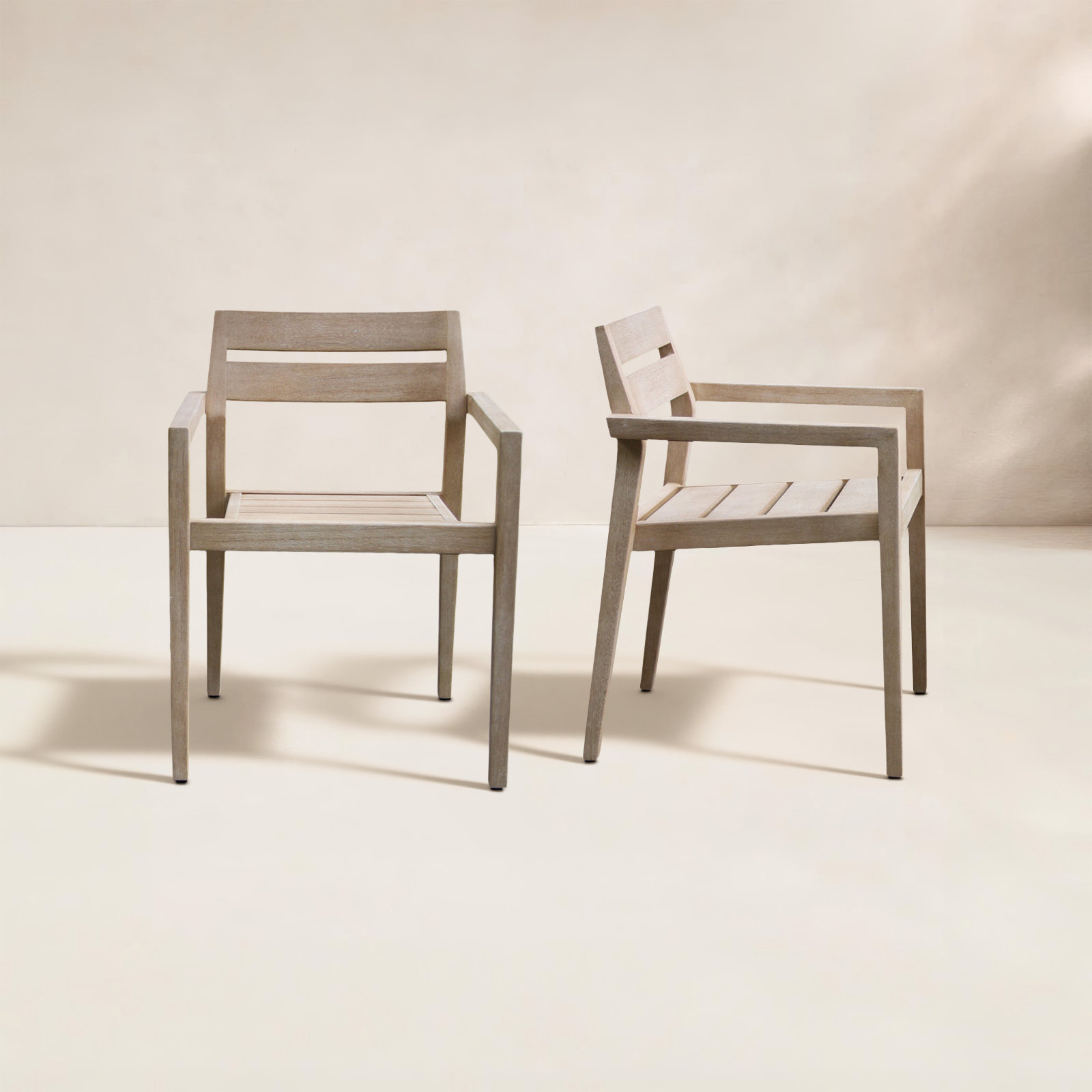 Kinsler Stackable Eucalyptus Patio Armchair, Wheat Wash