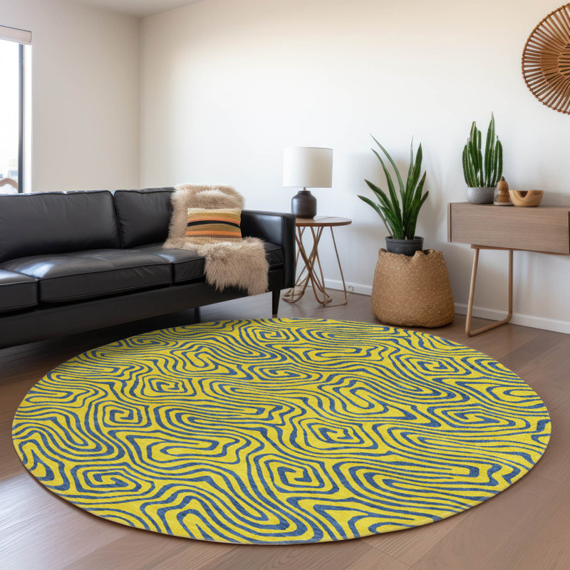 Tapis intérieur / extérieur jaune Zena , 8 pi x 8 pi