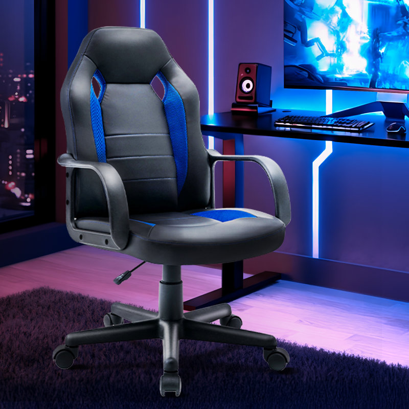 Ergonomic Gaming Tilt Rock Chair, Blue/Black