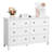 6 Drawer Dresser, Wooden Chest of Drawers with Sliding and Anti-tip Device, Retro Minimalist Dresser Chest, Closet Storage TV Stand Organizer for Living Room, Hallway, Bedroom, Entryway, White