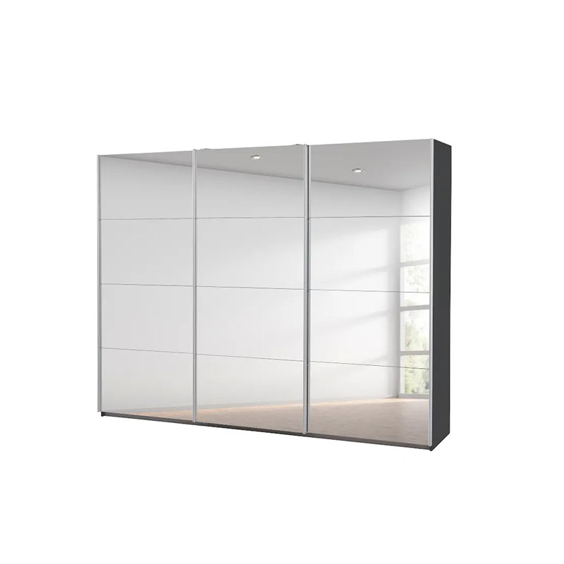 Caracas 3 Door Sliding Wardrobe, Basic, 210cm H x 271cm W x 62cm D, Grey Metallic