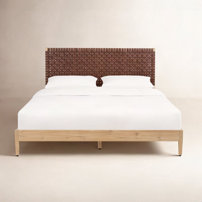 Tamita Genuine Leather and Oak Bed