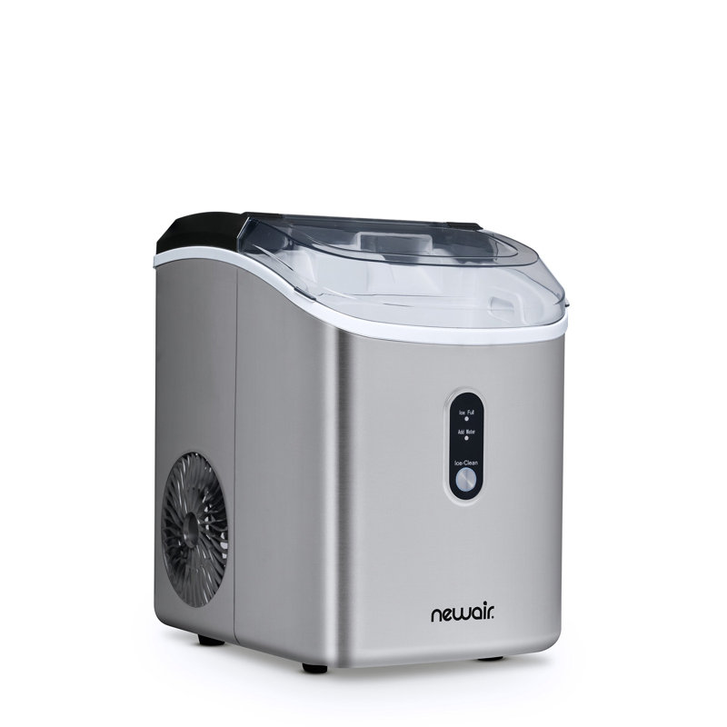Newair 26 lbs Countertop Nugget Ice Maker, Sonic Ice Machine with Self-Cleaning and Refillable Tank in Stainless Steel
