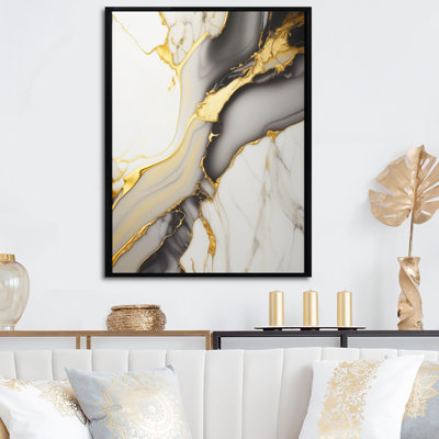 Abstract Geode Marble White And Gold II - Abstract Marble Wall Art