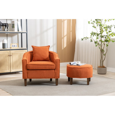 Fauteuil d'appoint avec repose-pieds, fauteuil demi-tonneau club Mid-Century