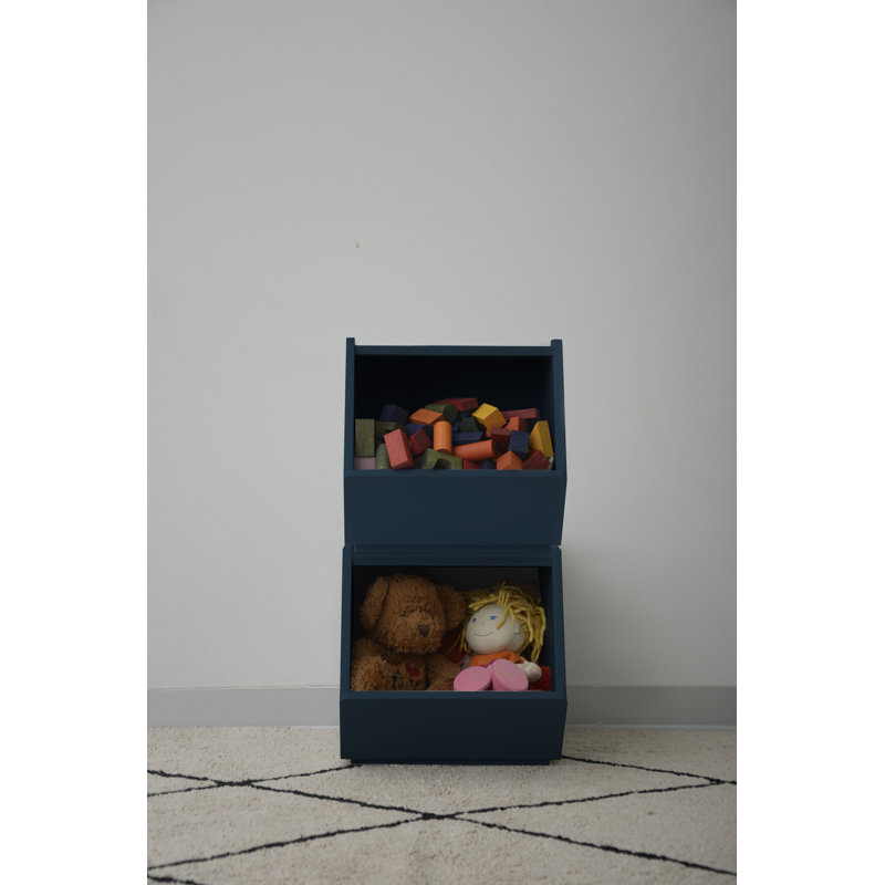 Ebern Designs SET 2 TOY BOXES Solid Wood Crate, Blue