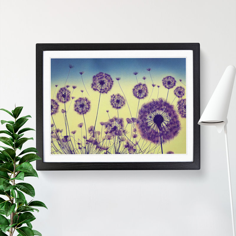 Enticing Dandelion Flowers - Single Picture Frame Painting, 34cm H x 46cm W x 2cm D, Black 