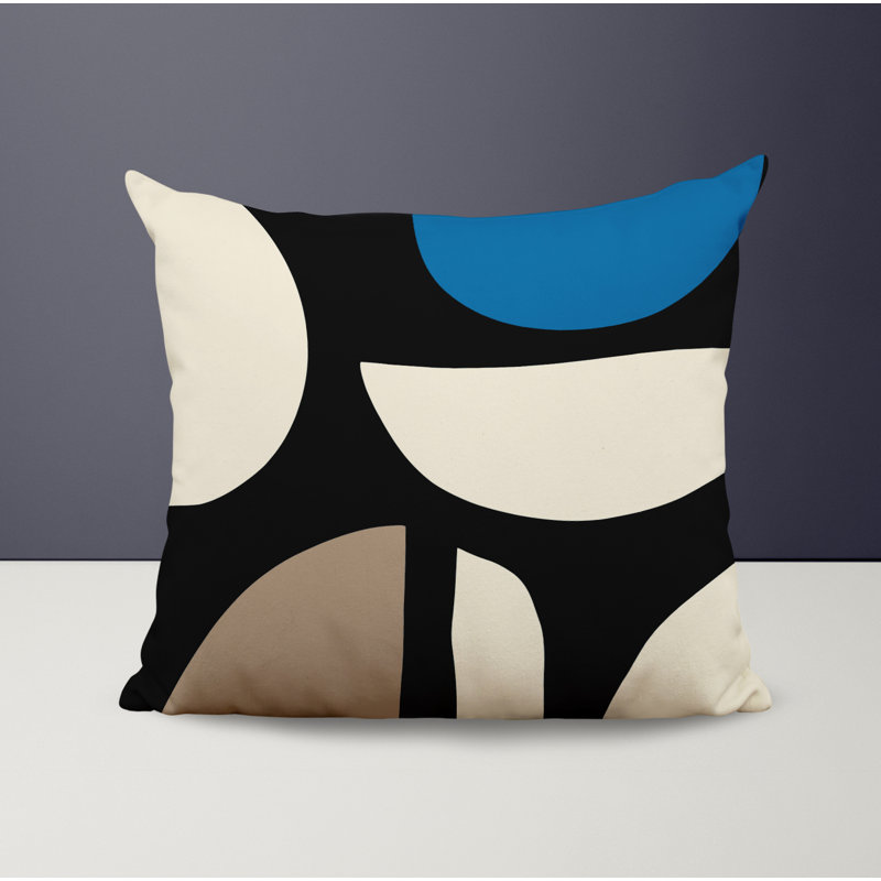 Lara Abstract Outdoor Reversible Throw Pillow, 19" x 19", Turquoise/Off White