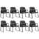Chaise de réception en cuir polyuréthane avec structure en métal, noir (ensemble de 8)