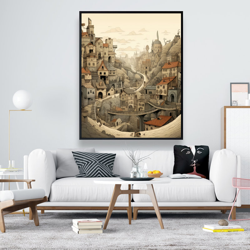 Intricate town hall - 48"x60" Framed canvas