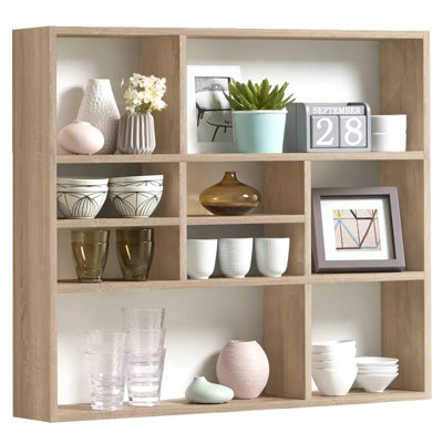 FMD Wall-mounted Shelf with 9 Compartments Old Style Dark Matera
