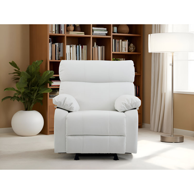 Larache Faux Leather Rocker Recliner, White