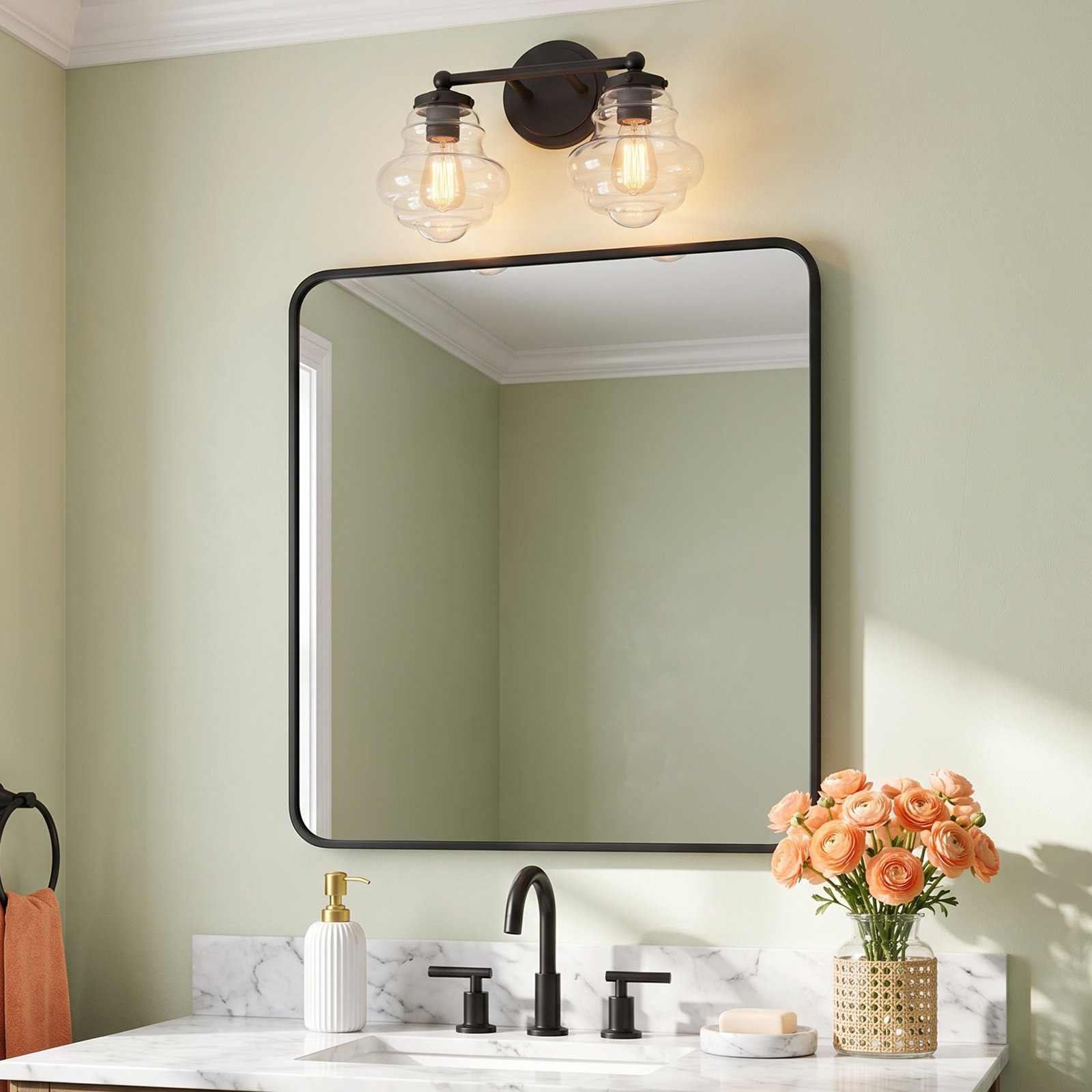 Marah 2 Light Transparent Dimmable Vanity Light, Oil Rubbed Bronze