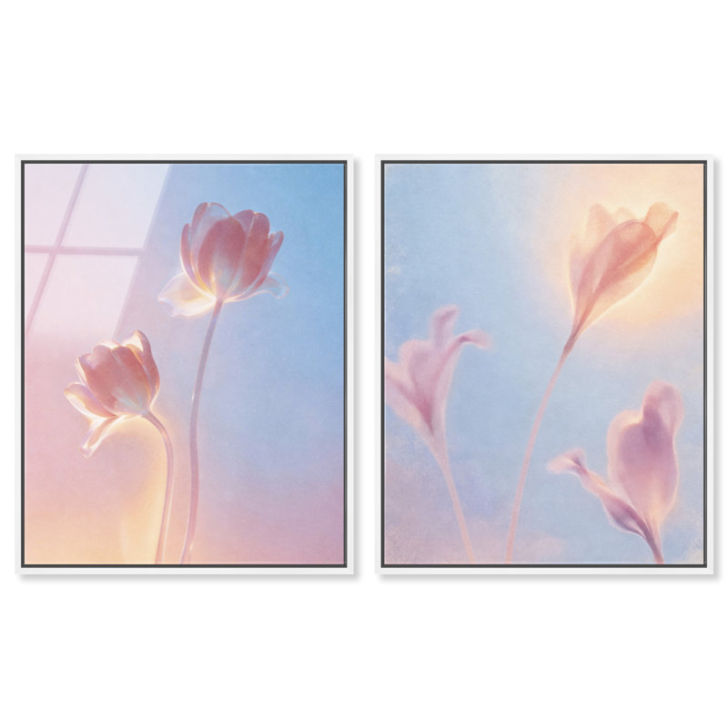 Iridescent Spring Set Set by Oliver Gal, 31"H x 37"W, White Floater Frame