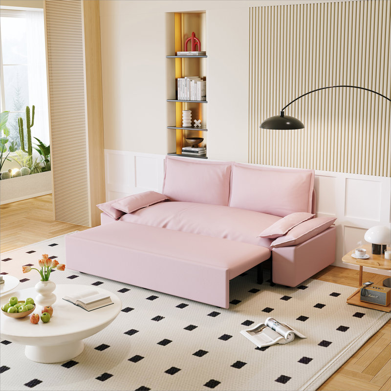 Pull Out Sofa Bed, Pink