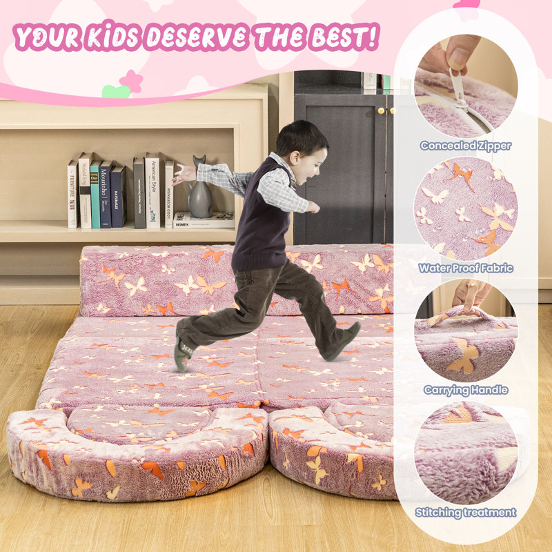 Canapé paresseux à motif de papillons mauves: fermeture à glissière cachée, tissu imperméable, facile à transporter avec poignée, rembourrage en mousse haute densité 28D