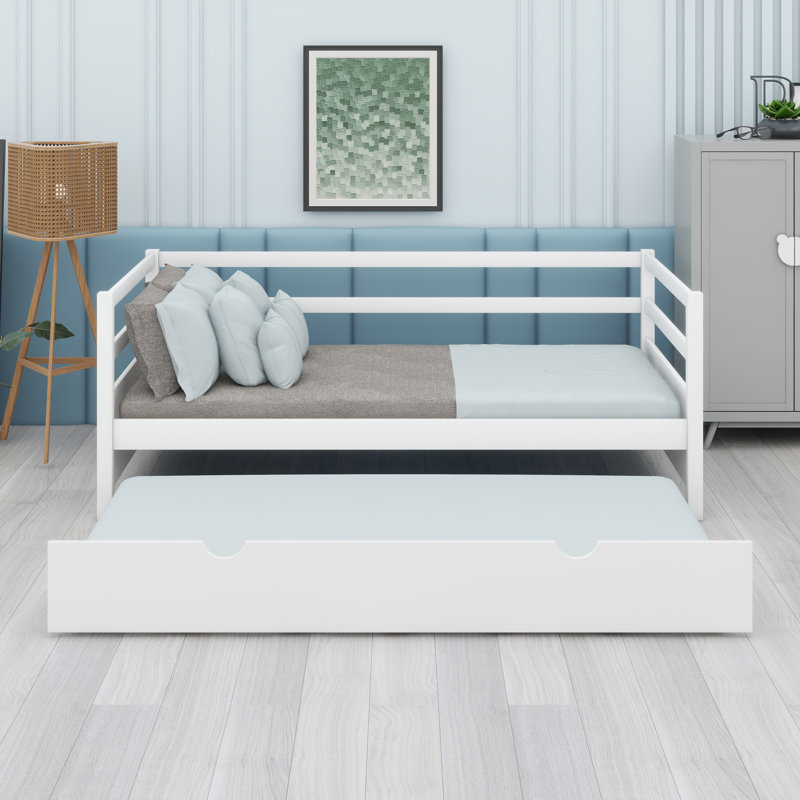 Ensemble de lit de jour avec lit gigogne escamotable, Blanc