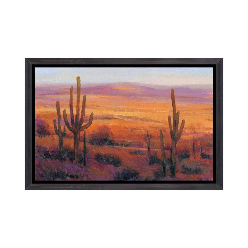 «Desert Light II» par Timothy O 'Toole - impression d'art graphique, H 26 po x l 40 po x 1,5 po, Cadre flottant noir patiné